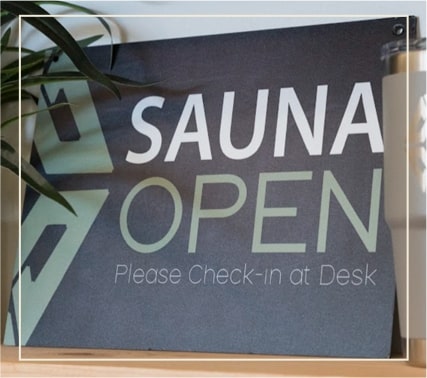 The signage for sauna of Active Edge in Columbus Ohio