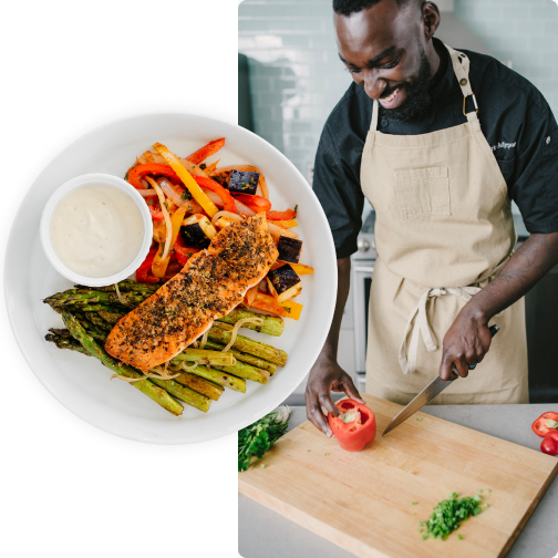 an Active Edge functional nutrition specialist preparing a meal